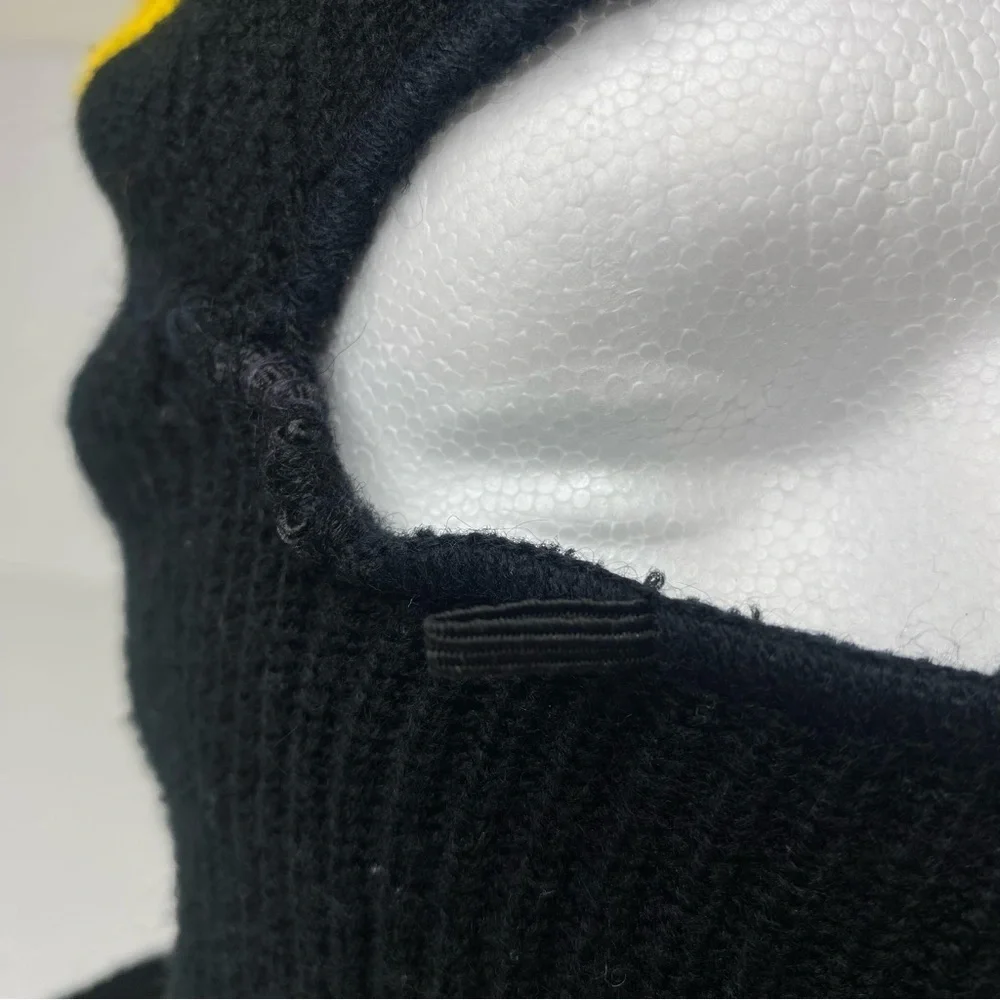 Vintage Snowmobile Full Face Winter Knit Ski Mask Balaclava Black & Yellow